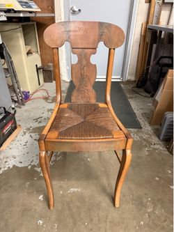 Federal Style Tiger Maple Side Chair w/Rush Seat