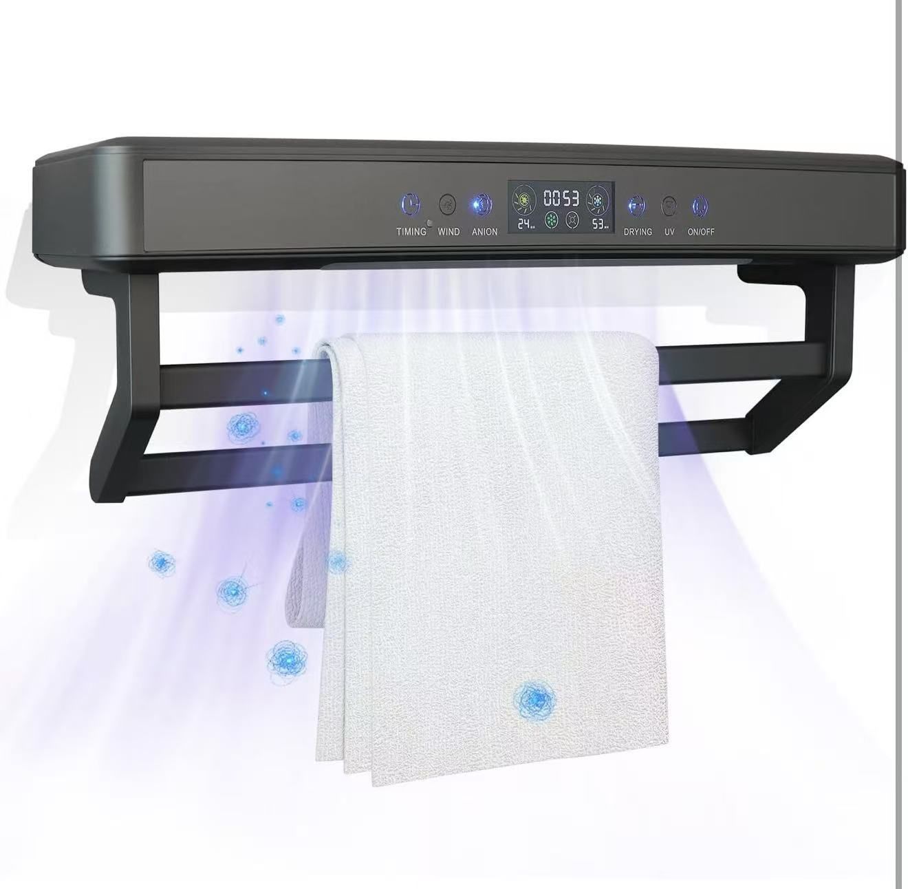 Electric Towel Warmer Rack with Touch Screen, Wall Mounted Energy-Saving Towel Warmer Rack for Bathroom, Spa, Hotels, Grey $40