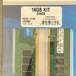 16gb PC4 - 2-8gb DDR4 2133 Desktop Ram