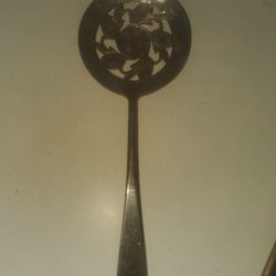 Vintage Silver-Plated Pierced Serving Spoon