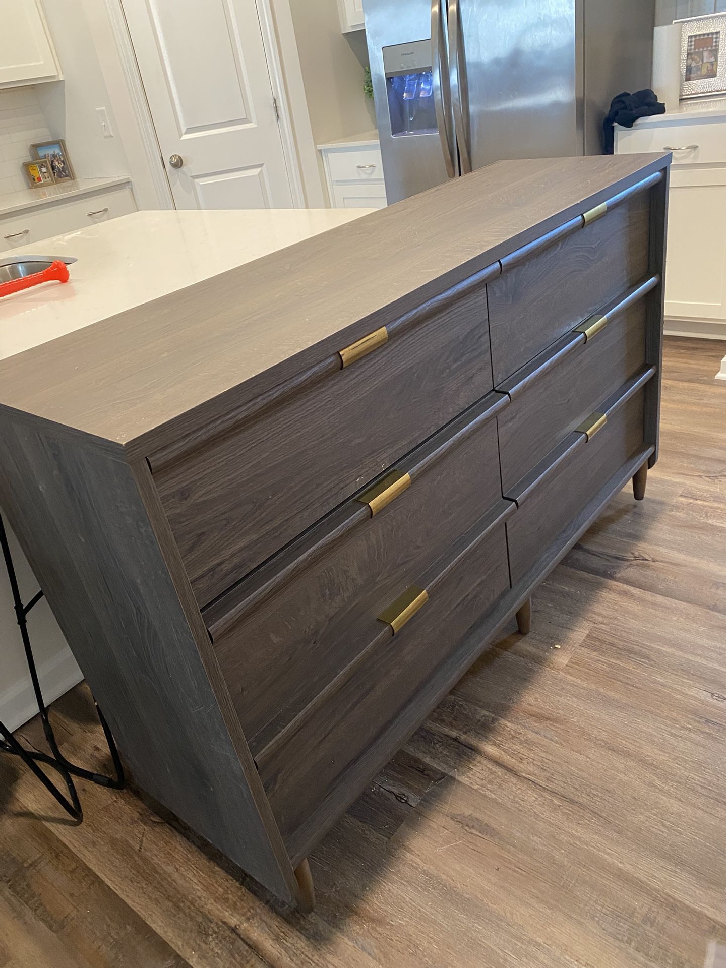 Brown Dresser With Gold Detail
