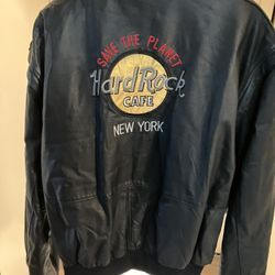 vintage Hard Rock NewYork leather jacket zip off sleeves XL