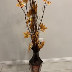 Vase With Yellow Leaves