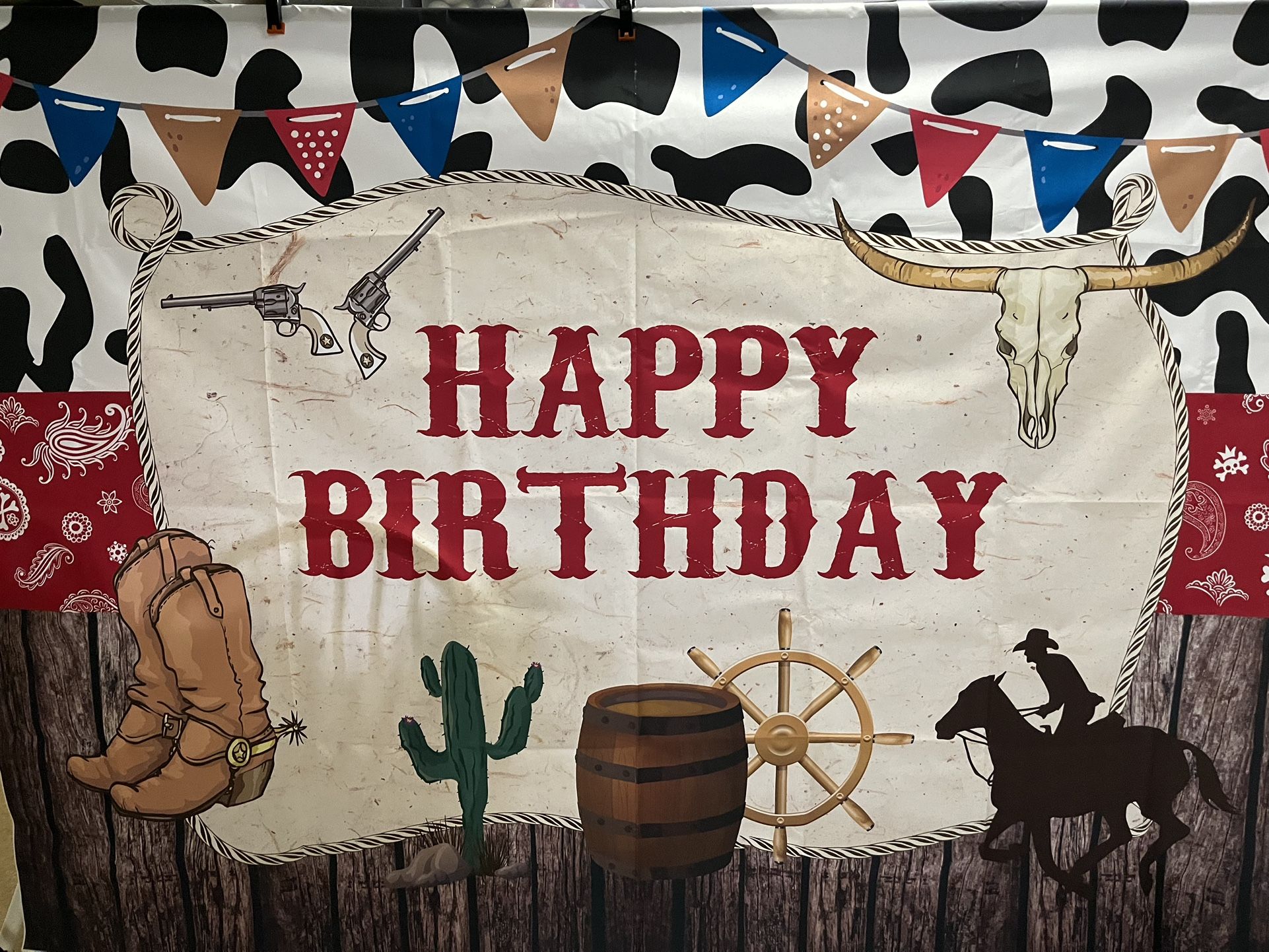 Western Birthday Photo Backdrop W/ Props