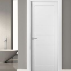 SARTODOORS Slab Barn Door Panel 30 x 84 | Quadro 4115 White Silk | Sturdy Finished Wooden Modern Doors | Pocket Closet Sliding