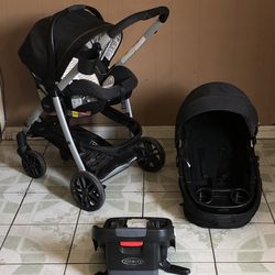 LIKE NEW GRACO MODES NEST TRAVEL SYSTEM STROLLER CAR SEAT AND BASSINET 3 IN 1