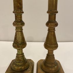 Vintage Brass Candle Stick Holders with Pedestal Base