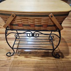 Longaberger Basket with Wrought Iron Stand