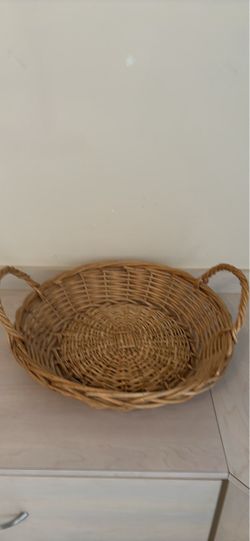 Round Wicker Basket with Handles