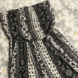 Black And White Strapless Romper