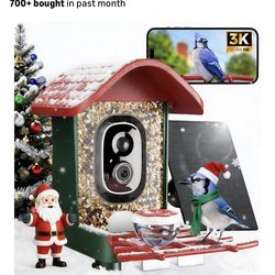 3K HD Smart Bird Feeder with Camera, 2.4GHz WiFi Solar Powered Smart Feeder, AI Bird Species Identification & Real-Time App Alerts, Chew-Proof & Water