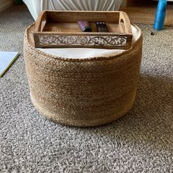 Ottoman W/ Wood Tray