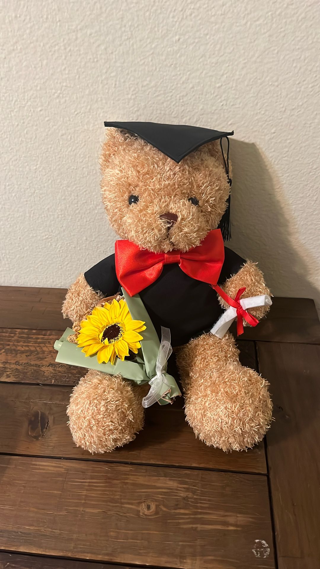 Graduation Bear With Bouquet 