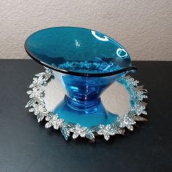 EXQUISITE MCM Viking Bluenique 6" Lipped Bon Bon Bowl