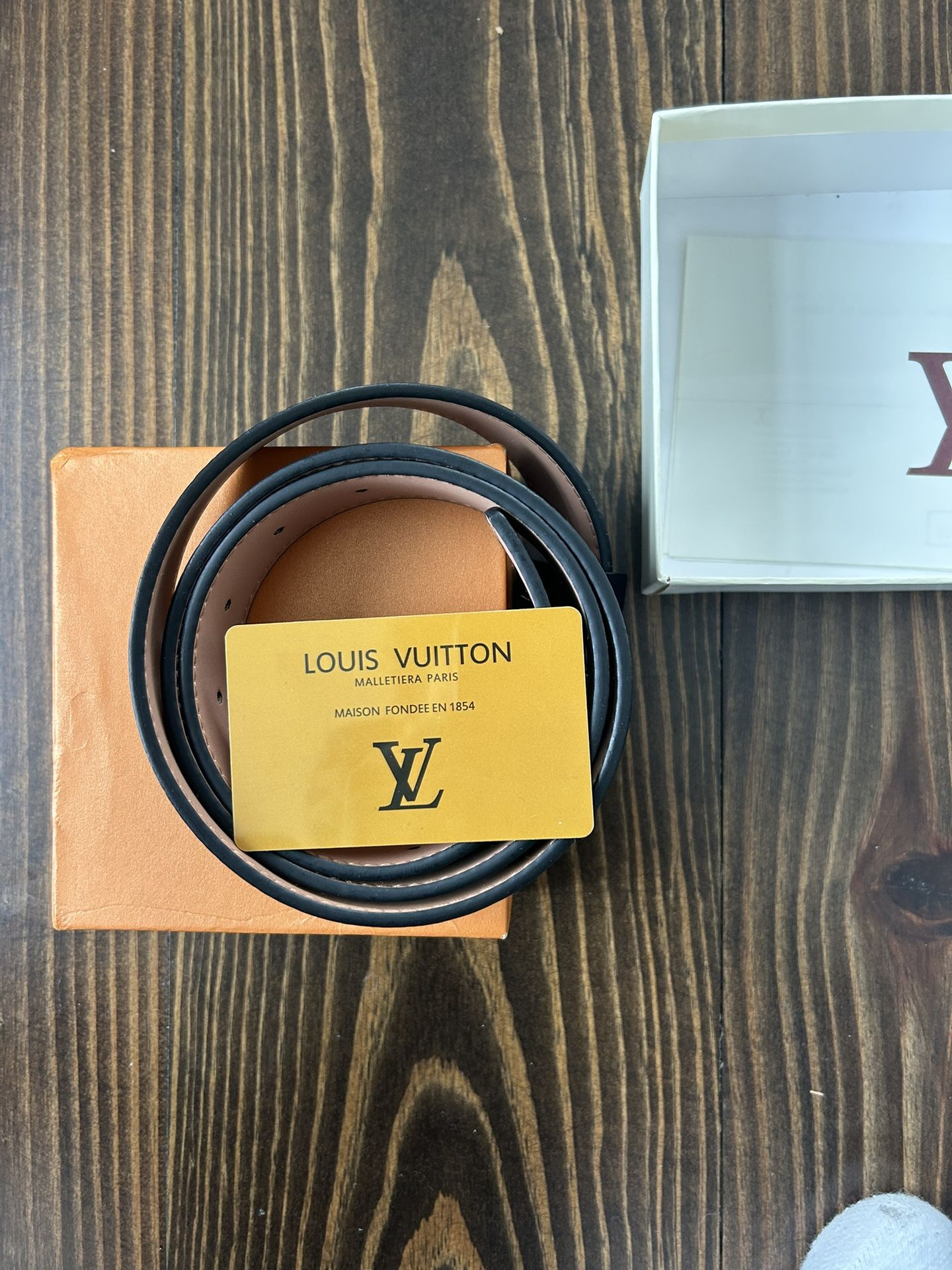 LV Initiales 44” Matte Black Belt