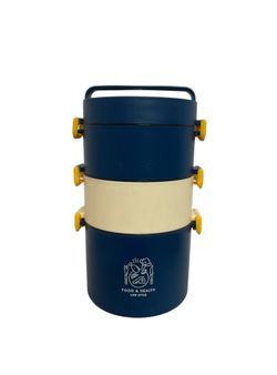 Blue Stainless Steel Stackable Lunch Box 3 Tier