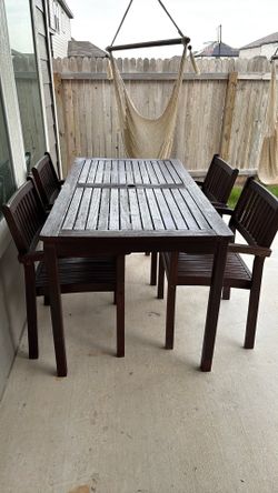 5 Foot Real Wood Outdoor Patio Rectangular Dining Table & 6 Chair Set