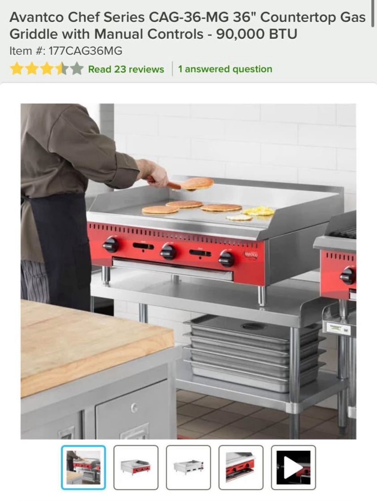 Avantco 36” Commercial gas Griddle