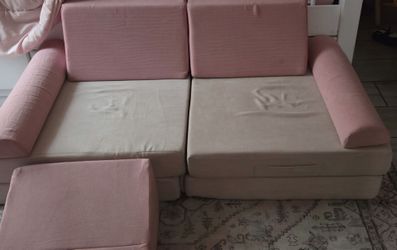 Pink and cream modular kids couch