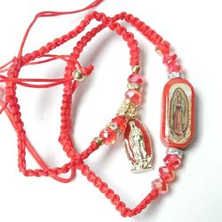 Thread Beaded Adjustable Bracelets Virgen De Guadalupe 