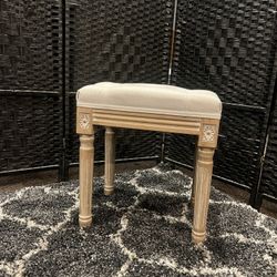 Kmax Small Padded Bench, Square Upholstered Rustic Ottoman Bench, Vanity Stools for Bedroom, 15.75" x 15.75" x 15.7" Beige