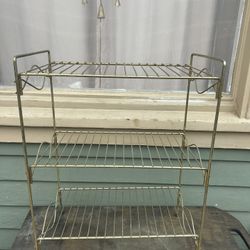 Classic Midcentury; Vintage Early 60s Gold Metal Plant/Turntable Stand: