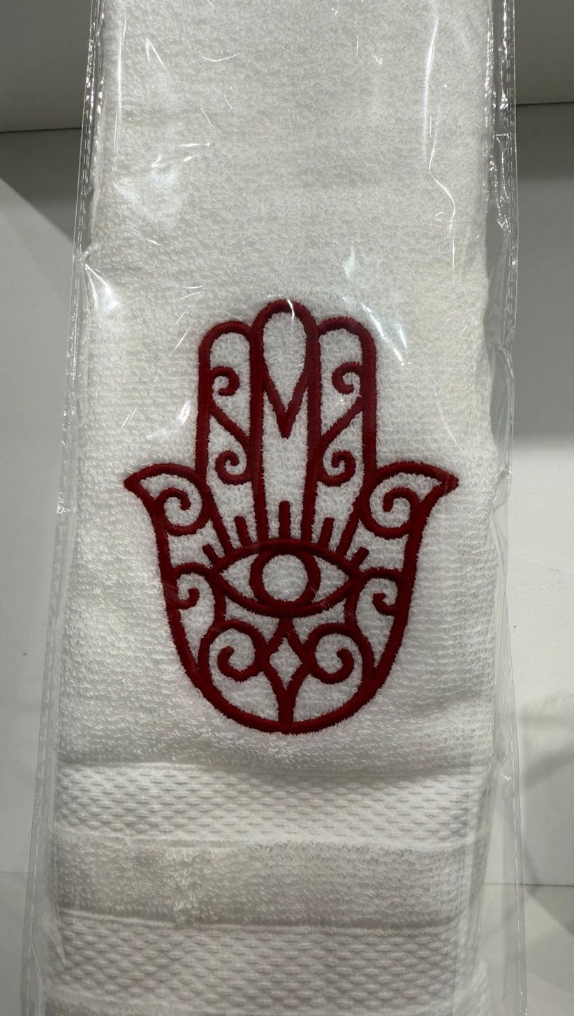 Hamsa, Fatima, Embroidered Towel, Blessing, Luck, Religious, Gift, Home Decor