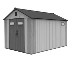 New in Box Domi 8 ft. x 12 ft. Resin Gable Outdoor Storage Shed 96 sq. ft.