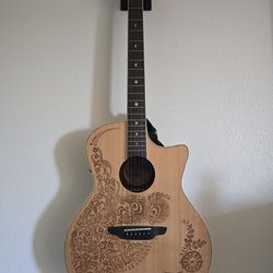 Luna Henna Paradise Select Spruce Acoustic-Electric Guitar - w/ wall mount & case