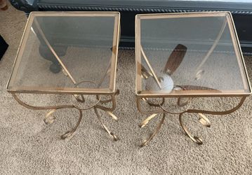 Side tables glass and gold vintage