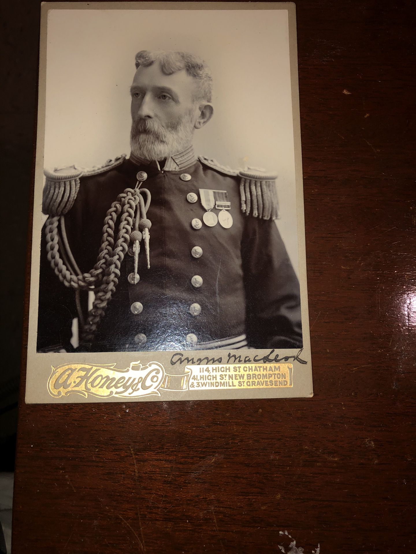 ANTIQUE MILITARY ADMIREL CABINET CARD PHOTO SIGNED.