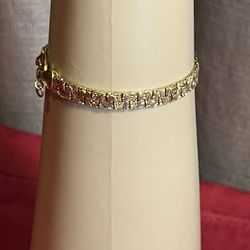 Gold Tone Nugget Link I Love You Bracelet