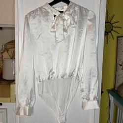 Silk Tie Neck Blouse Bodysuit