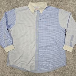 Brooks Brothers Madison Shirt Mens XXL Blue Crazy Pattern Button Long Sleeve 