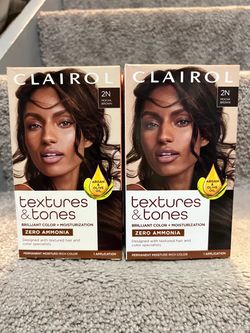 New unopened Clairol Textures & Tones 2N Mocha Brown Hair Color x2