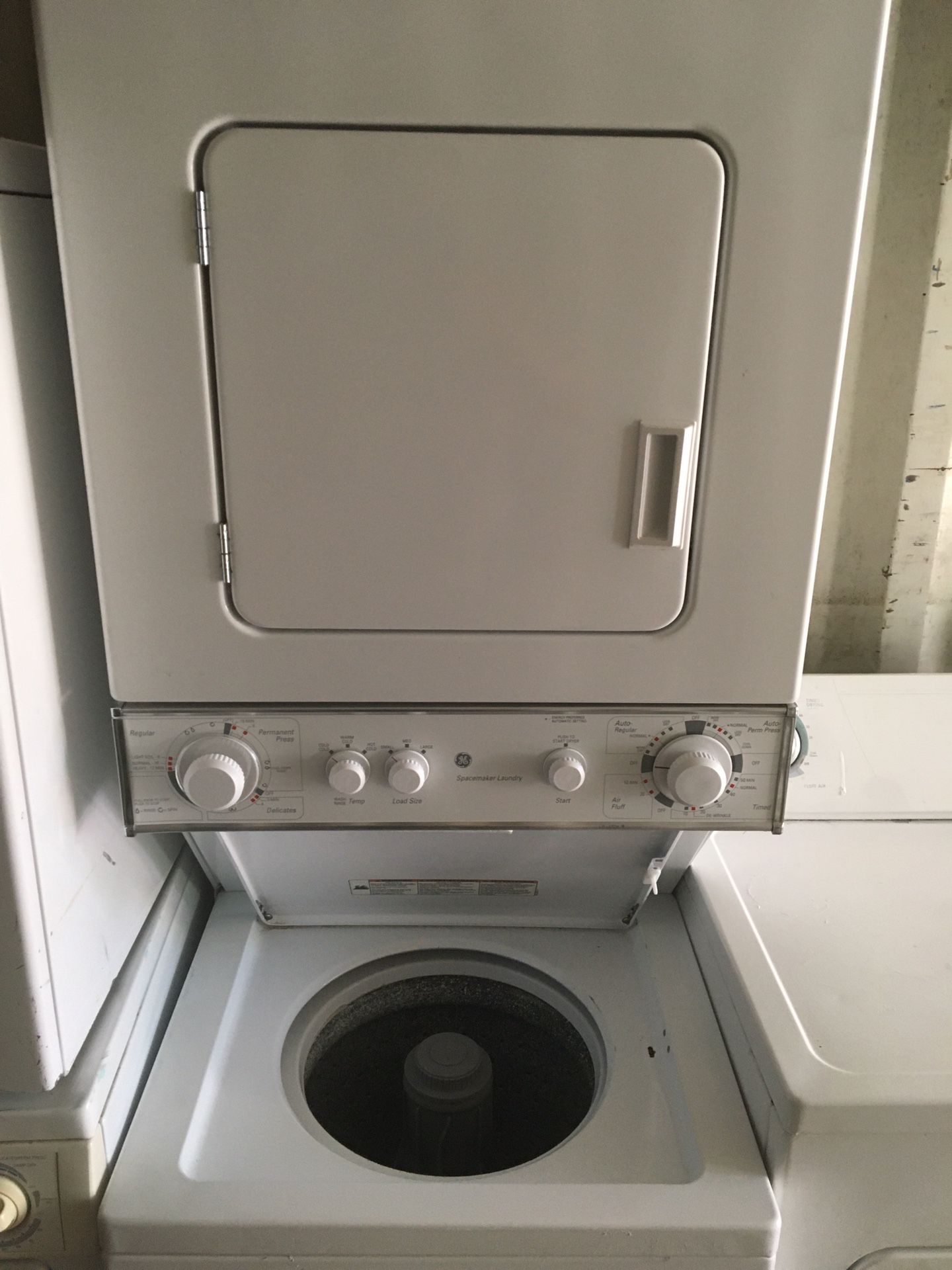 GE SPACEMAKER STACKABLE COMBO WASHER DRYER WORKS LOOKS PERFECT 24" wide electric all hoses inc