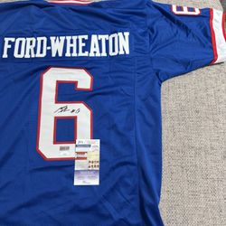 Bryce Ford-Wheaton Signed Autograph Custom Jersey - JSA Coa - New York Giants