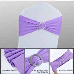 Used Lavender Spandex Chair Sashes Bows 70  Pack.