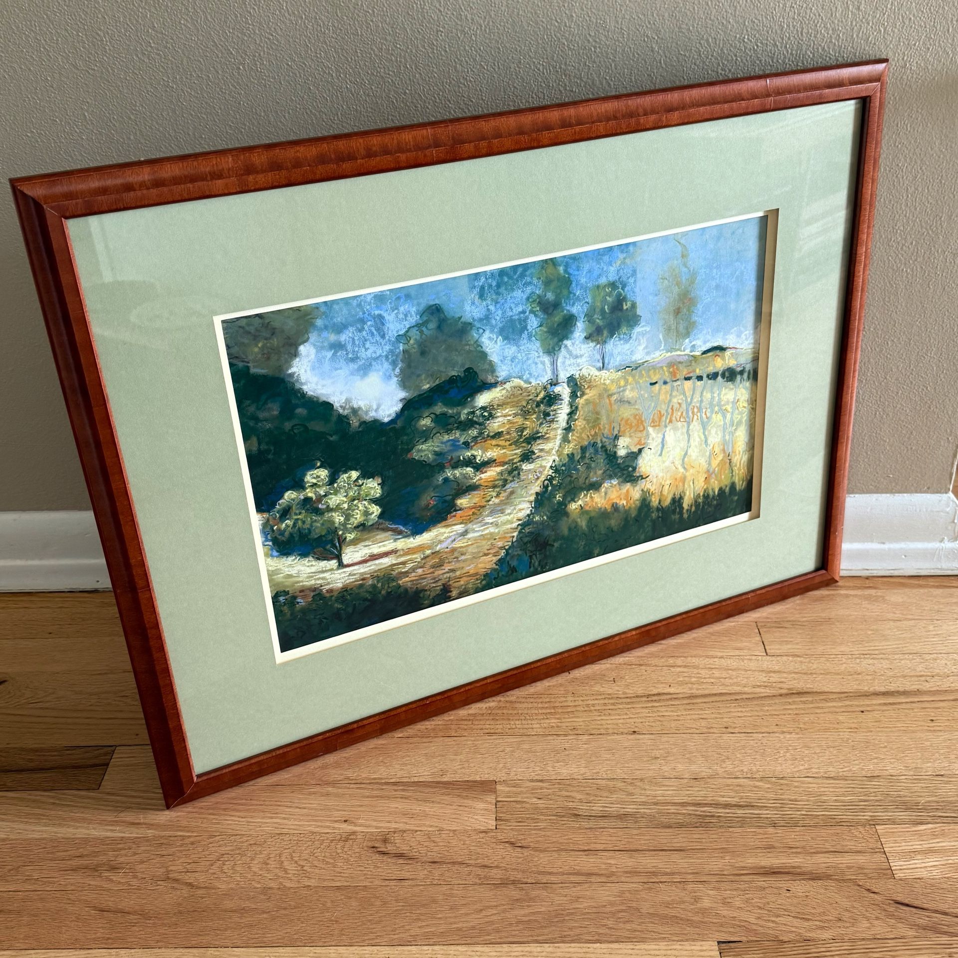Large Vintage Framed Landscape Impressionist Print