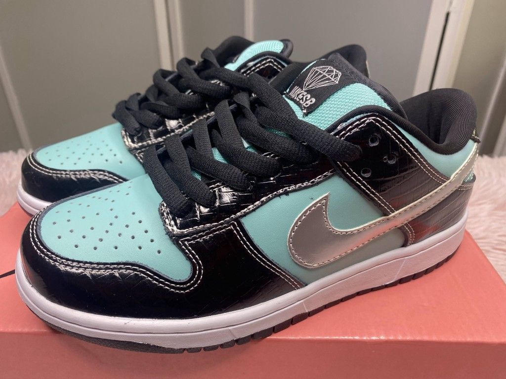 hot nike dunk low pro sb aqua blue black white new sneakers