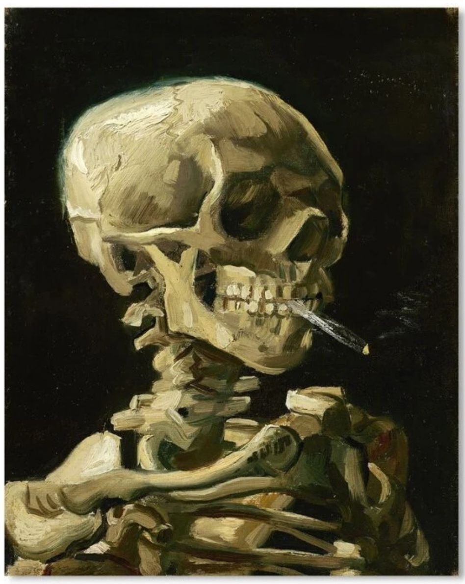 Smoking Skull Canvas Poster
