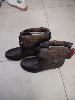 Dark Brown Lace-Up Ankle Boots