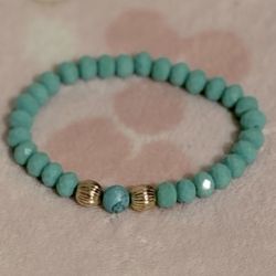 Turquoise & Agate Howlite & 14K gold vintage beaded bracelet (MINT)