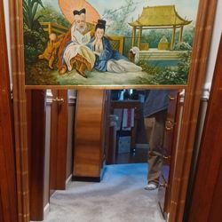 Vintage Chinoiserie Trumeau Mirror