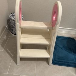 Foldable Toddler Step Stool, 2-3 Step Kids Bathroom Stool for Sink and Toilet, Non-Slip Potty Training Helper for Ages 18 Months to 3 Years (Pink)