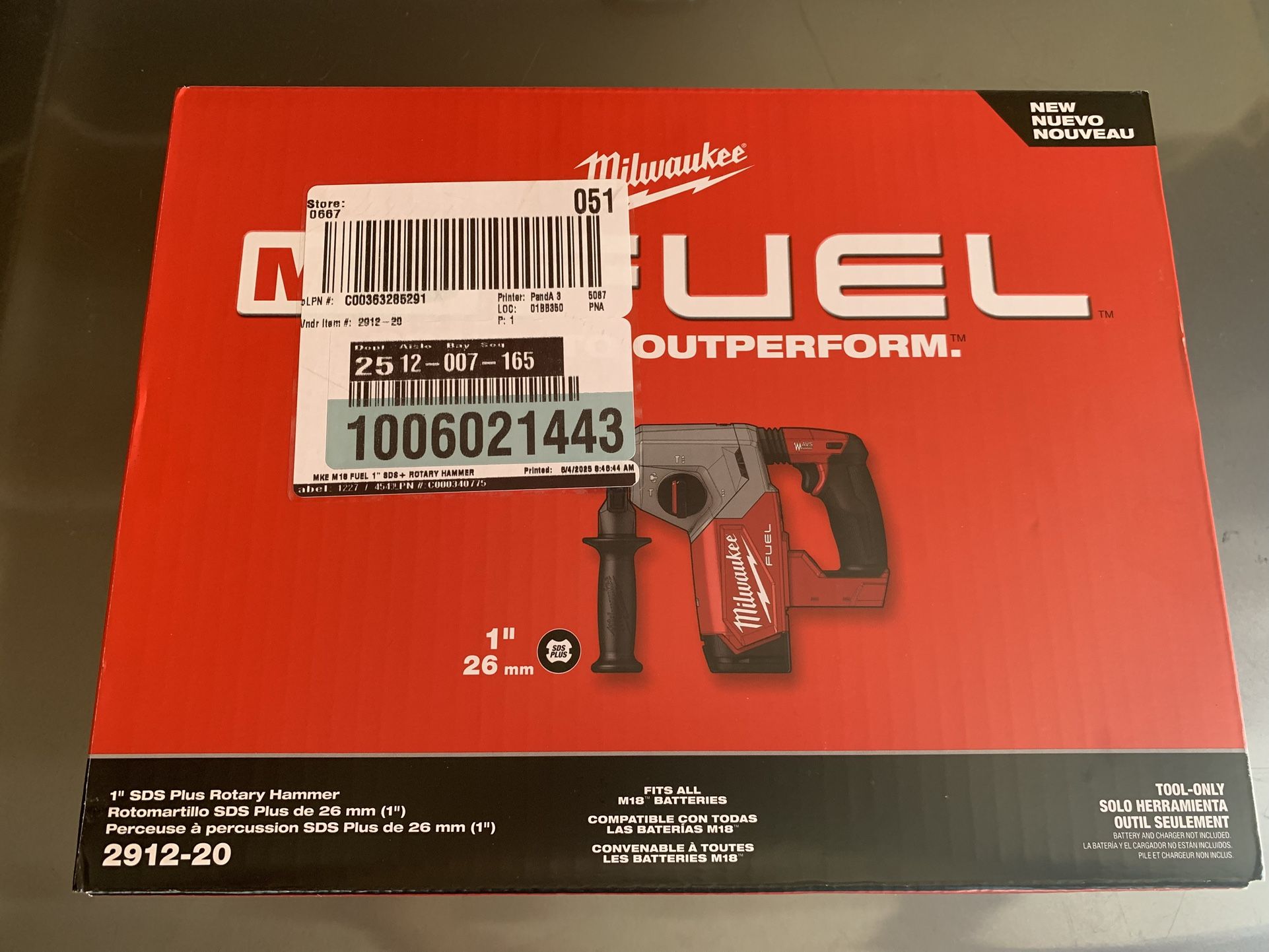 Milwaukee M18 Fuel 1” SDS Plus Rotary Hammer