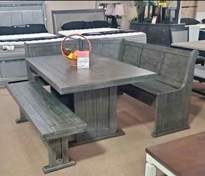 Solid Wood Dining Nook With Under Bench Storage 