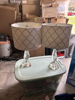 2 Crystal Lamps With Lampshades