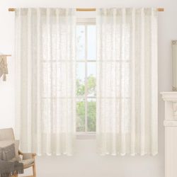 LAMIT Cream Linen Curtains 63" - 2 Panels