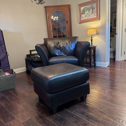 Leather Living Room Chair And Ottoman 